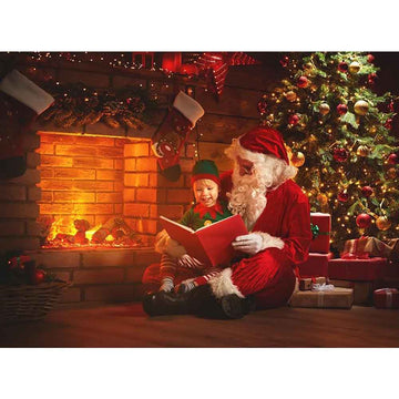 Warm Stove Christmas Tree Background Photography Backdrops IBD-19216